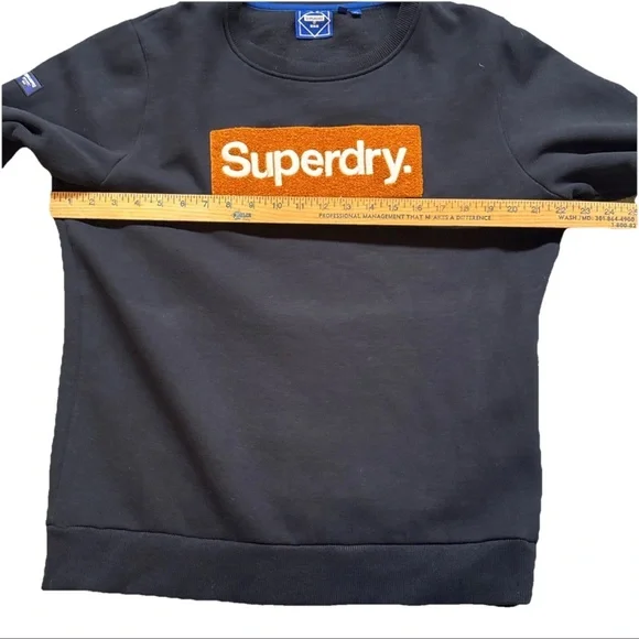 Superdry Mens Core Logo Workwear Crew  Black sweatshirt Pullover Goods Supply XL - Picture 11 of 16